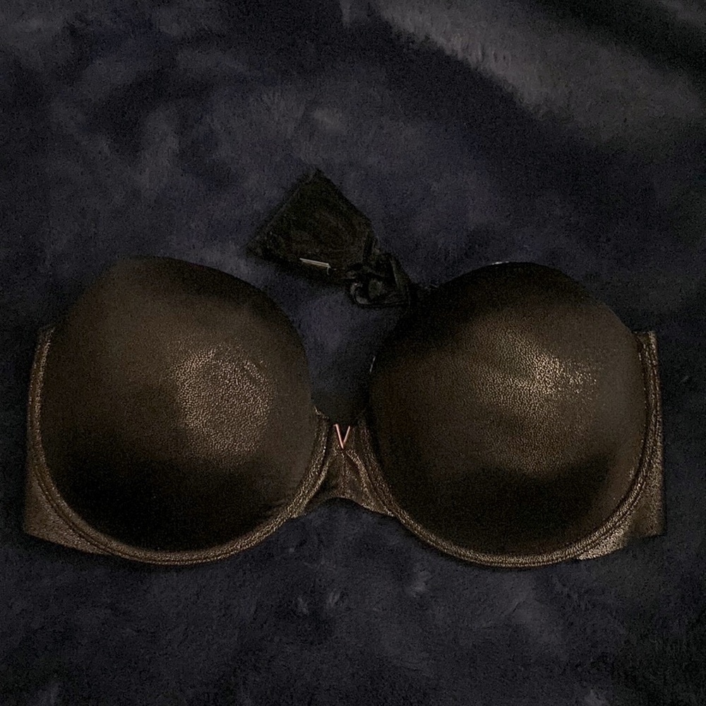 Black and gold Strapless Bra by VS